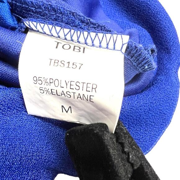 Tobi Mini Skirt Solid Blue Scallop Hem Side Zip Mini Stretch Women's Medium M - Picture 3 of 8